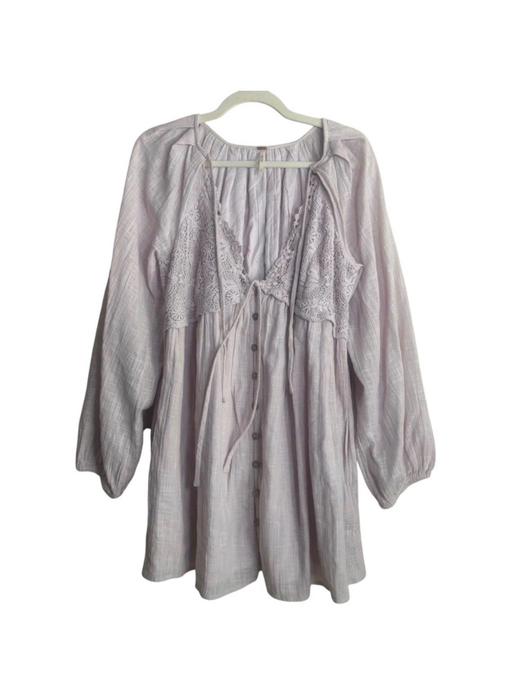 Free People - Light Lavender Boho Crochet Babydoll Dress